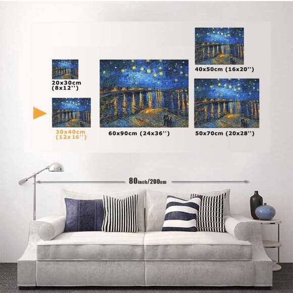 Van Gogh Starry Night Over the Rhone Oil Paintings, Printed on Canvas 12''x16'' - Picture 4 of 4